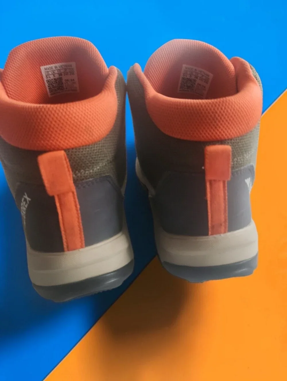 Adidas Kids' Gray & Orange Mid-Top Hiking Shoes- Size 5.5 US